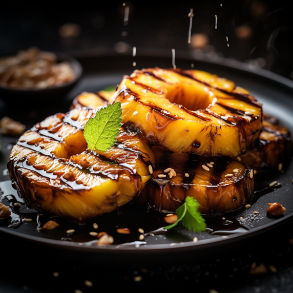 L'ESS on grilled pineapple, showcasing a delightful fusion of flavors and culinary creativity.